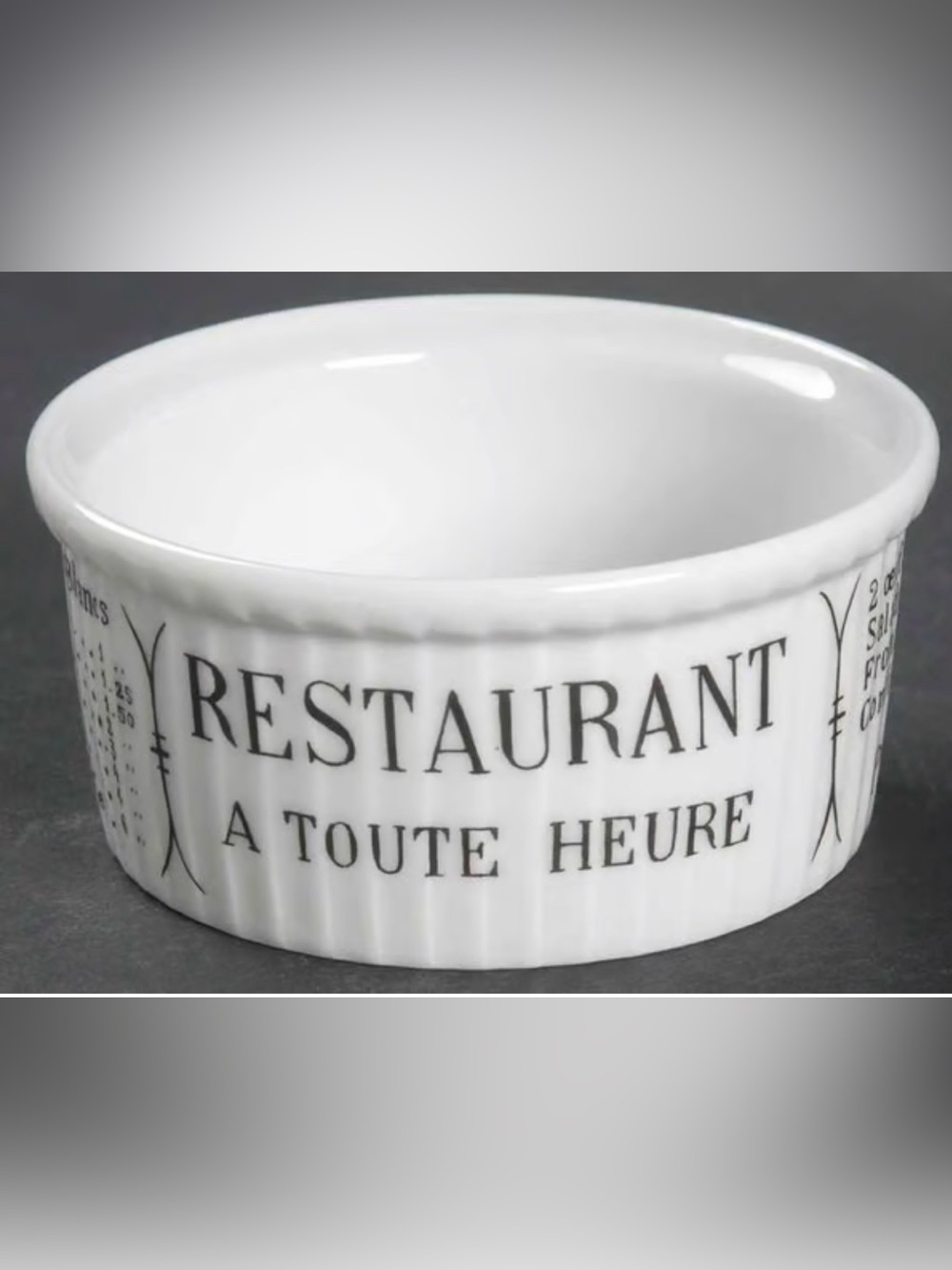 Pillivuyt France Brasserie Ceramic Ramekin Set of 5 Vintage Restaurant Motif